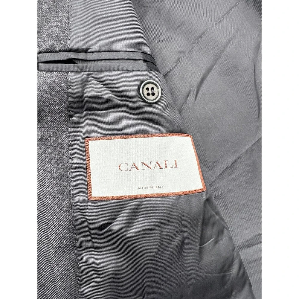 Canali‎ 52L Men's Gray Wool Two Button Blazer Sport Coat Jacket New Unstructured